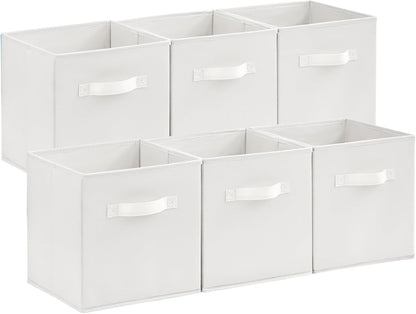 Lifewit Collapsible Fabric Storage Cubes Bins Set 11 Inch, Foldable Cubby Organizers Boxes, 6 Pack Organizing Baskets for Shelf, Closet, Utility Room, Storage Room, 18L White