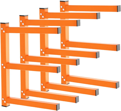 UNITEDPOWER Wall Mount Wood Organizer, Lumber Storage Rack, Heavy Duty Metal Shelf with 6-Level for Workshop or Garage, Indoor Or Outdoor Use-4 Hook