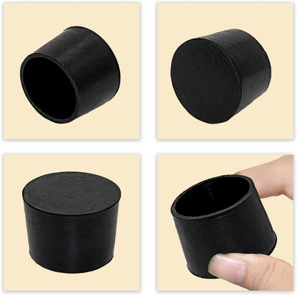 Flyshop 4 Pieces 40mm Rubber Chair Leg Caps Round, Non-Slip Protective Caps for Chair Legs, Floor Protectors, Noise Reduction, Durable Foot Covers, Black Furniture Feet Gliders