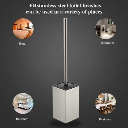 BGL Toilet Brush Holder Stainless Steel 304 Standing Brushed Nickel Square Toilet Bowl Brush for Bathroom Storage and Organization