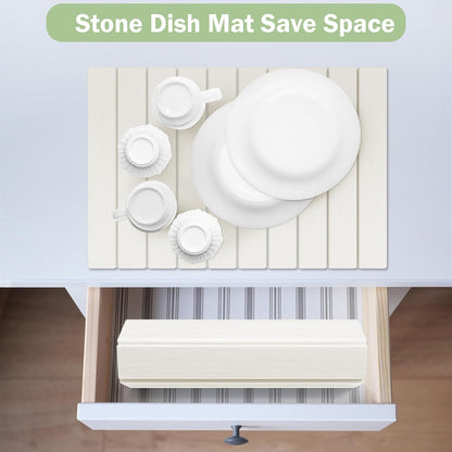 Stone Dish Drying Mat for Kitchen Counter,24"(L)×16"(W) Collapsible Fast-Drying Diatomaceous Earth Mats with Towel Sanding Tool,Versatile Stone Drying Mats for Cups Dishes Bottles