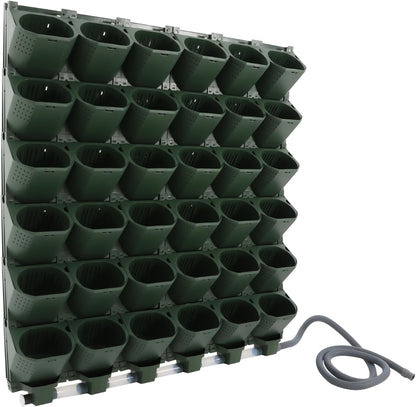 36 Pockets Hanging Planter Bags, Vertical Wall Mounted Plant Planting Grow Bags, Stackable Wall Planter with Timer, Self Watering Hanging Planters for Outdoor Indoor Garden-Green