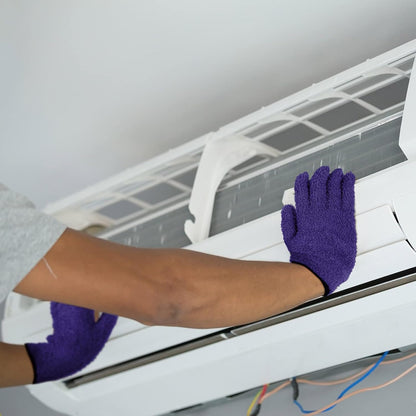 Patelai 3 Pairs Microfiber Plant Dusting Gloves Leaf Cleaning Gloves for Indoor Plants, Blinds, Furniture, House(Large,Purple, Rose Red, Black)