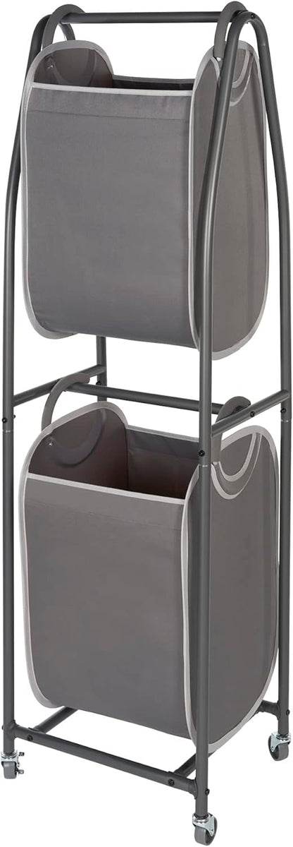 Neatfreak - 2 Tier Laundry Sorter - Laundry Hamper With Wheels & 2 x Laundry Basket Tote Bags For Dirty Clothes, Towels, Blankets, Bathroom Storage & Laundry Room Organization
