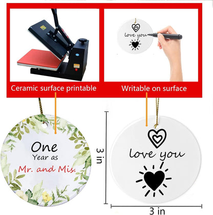 Sublimation Ornaments Bulk Ceramic Discs White Round Porcelain Personalized Ceramic Discs for Heat Press Printing - Ideal Xmas Tree Decorations & Craft Blanks (20 PCS)