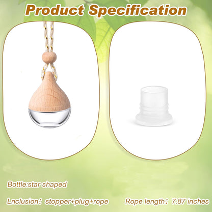 BBTO 50 Pcs Hanging Car Air Freshener Car Diffuser Bottles Empty Glass Perfume Bottle Freshener Diffuser Bottle Pendant for Essential Oil Fragrance Aromatherapy Bottle Ornament(Water Drop)