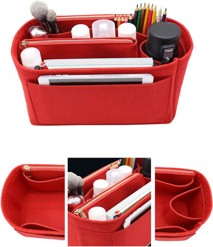 LEXSION Felt Purse Bag Organizer Insert with zipper Bag Tote Shaper Fit Speedy Neverful PM MM