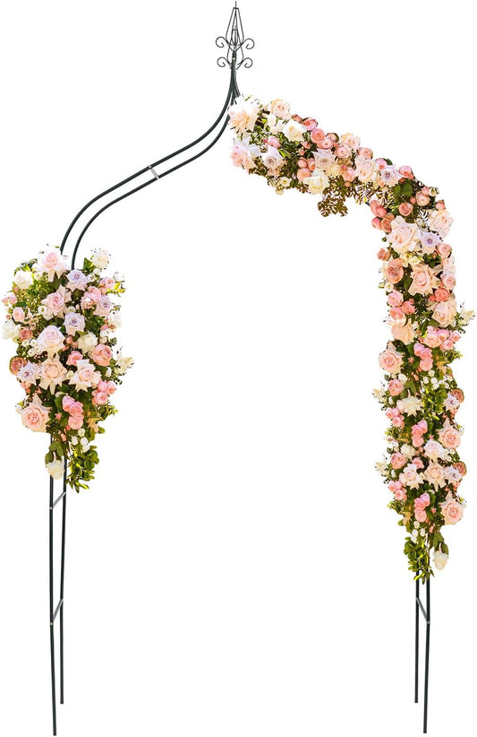 DOEWORKS Wedding Arch Stand, Party Show Backdrop Arch Frame, Garden Metal Arbor, 8'4'' High x 4'7'' Wide, Dark Green.