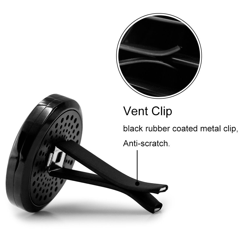2PCS 30mm Car Aromatherapy Essential Oil Diffuser Stainless Steel Black Locket with Vent Clip 12 Felt Pads