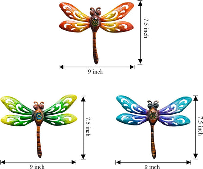 Yonivexis Metal Dragonfly Wall Decor Outdoor wall Art Hanging Decorations Living Room Bedroom Fence Dragonfly Garden Decor, Style1