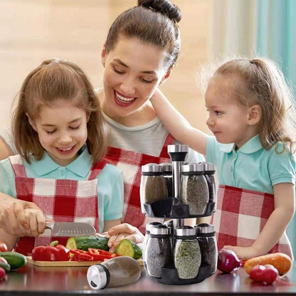 Revolving Spice Rack Organizer Countertop, Spinning Spice Storage Rack Tower Organizer with 12 Empty Jars, Rotating Spice Holder Shelf Seasoning Rack Shelf, Spice Seasoning Bottle Organizer