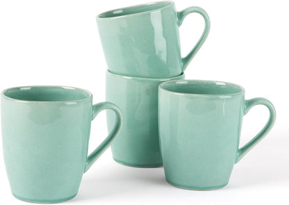famiware Aurora Coffee Mugs, 14oz Mug Set of 4, Stoneware Mug, Cups for Kitchen, Cappuccino, Latte, Reactive Glaze, Microwave Safe, Scractch-resistant, Mint Green