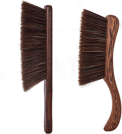 2PCS Hand Broom Cleaning Brushes-Soft Bristles Dusting Brush for Cleaning Car/Bed/Couch/Draft/Garden/Furniture/Clothes,Wooden Handle(Brown)