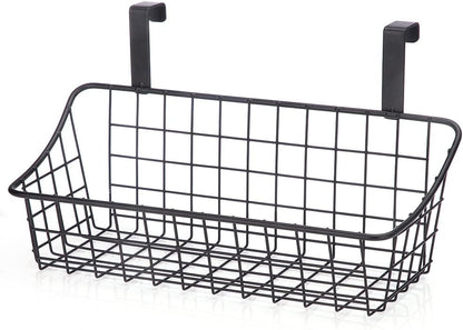 LeleCAT Cabinet Door Organizer Basket with hook Grid Storage Basket, Hang it behind a door or on a railing,BLack,4 Pack