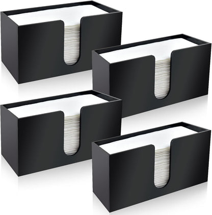 4Pack Black Acrylic Countertop Paper Towel Dispenser, Napkin Dispenser, Multifold Acrylic Paper Towel Dispenser for Z Fold C Fold Trifold Paper Towels for Bathroom Toilet Kitchen Restaurant (4)