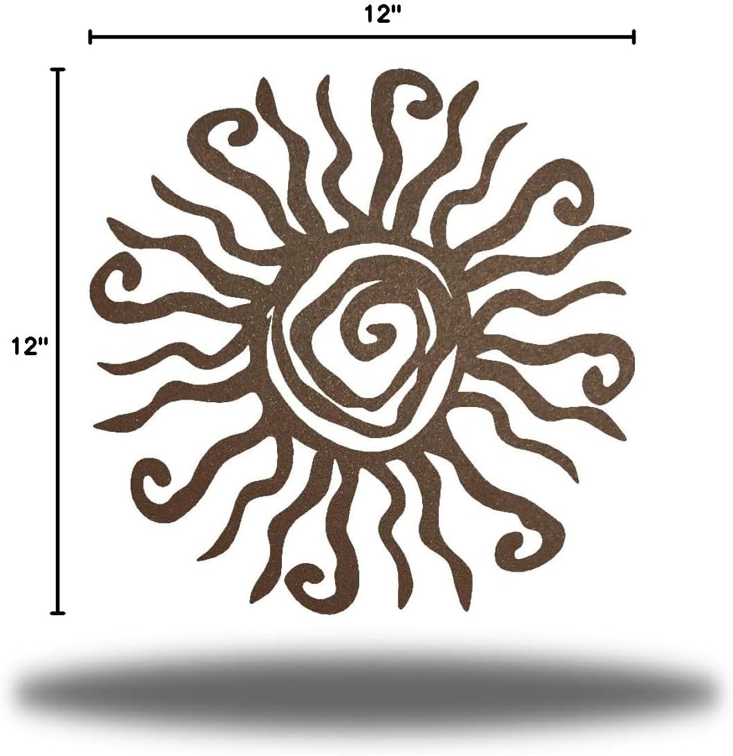 Riverside Designs Wacky Sun Metal Wall Art Indoor/Outdoor Decor - 12" Rust Rust Proof Wall Sculpture - Made in USA - Ideal for Bedroom, Garden, Home, Patio and Farmhouse