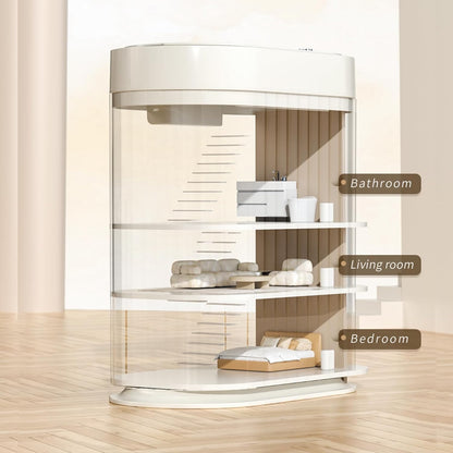 MRBIN Small Trash Can for Bathroom, Automatic Touch Less Garbage Bin with Lid, 2 Gallon Plastic Slim Waste Basket for Office and Kitchen, Electric Motion Sensor Bedroom Bin, Cream White