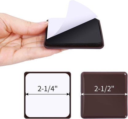 Ezprotekt 16 Pcs Self-Stick Furniture Movers Sliders for Carpet, 2.5 inch Square Self-Adhesive Furniture Moving Pads, Furniture Glides Sliders for Moving Chair Table Desk Bed Sofa Couch (Brown)