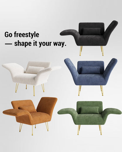 Txtin's Comfy Accent Chair Reading Chair for Bedroom Cozy Wing Arm Living Room Single Sofa Chair with Angle Adjustable Arms Black Corduroy Easy Assembly