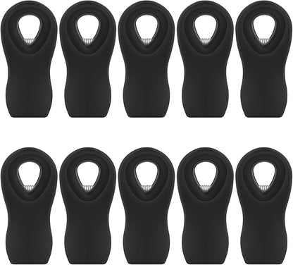 Magnetic Chip Clips, 10 Pack Plastic Bag Clips with Magnet, Black Snack Clips for Food Storage and Refrigerator