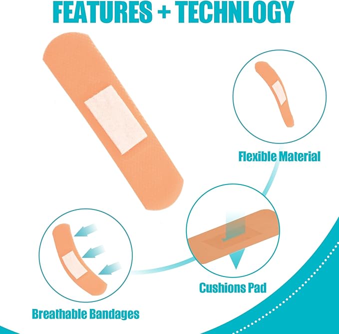 Lounsweer 720 Pcs Assorted Size Bandage Variety Flexible Fabric Adhesive Breathable Round Strip Butterfly Bandage for Waterproof Fingertip Wound Care Face Knee Scrape First Aid Kit Refill(Round)