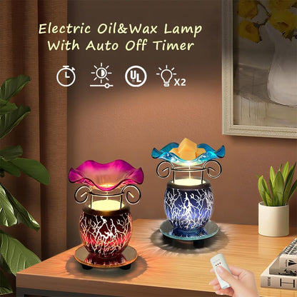 HUNANBANG Electric Oil Warmer Scented Wax Warmer with Auto Off Timer Candle Wax Melt Warmer Wax Melter Fragrance Wax Burner (Lightning-Blue)