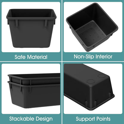 WOWBOX 25 PCS Plastic Drawer Organizer Set, Desk Drawer Divider Organizers and Storage Bins for Makeup, Jewelry, Gadgets for Kitchen, Bedroom, Bathroom, Office, Deep Black