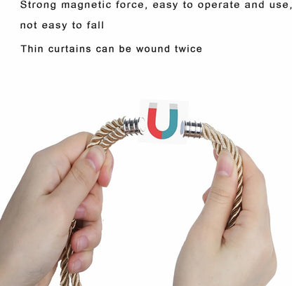 Fenghuangwu 4Pack Magnetic Curtain Tiebacks – Bohemian Style Handmade Woven Tie-Backs for Drapes,Elegant Exquisite Knot Holdbacks,Outdoor Boho & Modern Home Decor-Cotton