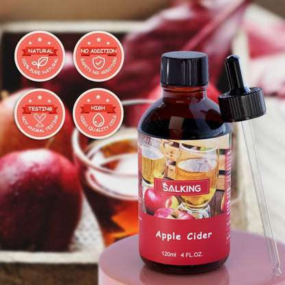 SALKING Apple Cider Fragrance Oil, 120ml (4 Fl Oz) Premium Essential Oils for Diffuser, Candle Scents for Candle Making, Soap Making Supplies, Autumn Scented Diffuser Oil, Halloween Thanksgiving Gift