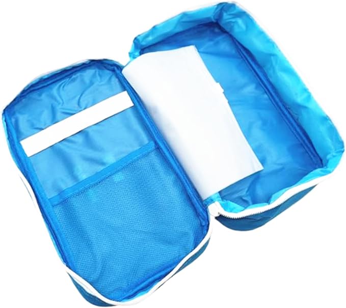 Red First Aid Bag Empty Travel Rescue Pouch First Responder Storage Medicine Emergency Bag for Car Home Office Kitchen Sport Outdoors (Blue with Handle)