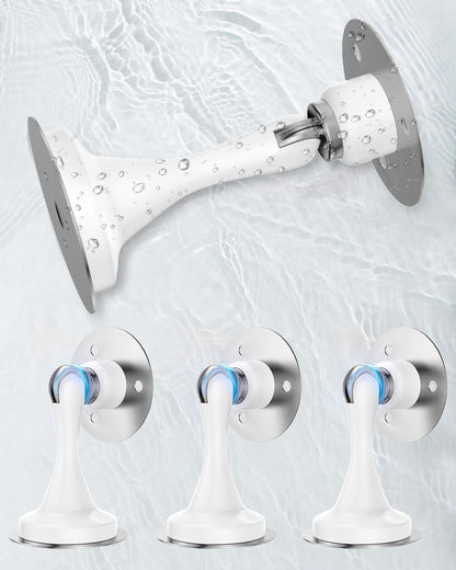 Magnetic Door Stoppers Door Catch - 4 Pack Stainless Steel Heavy Duty Door Stops for Bottom of Door, Wall & Floor Mounting No-Drill Strong Adhesive & Screws, Strong Door Holder to Keep Door Open