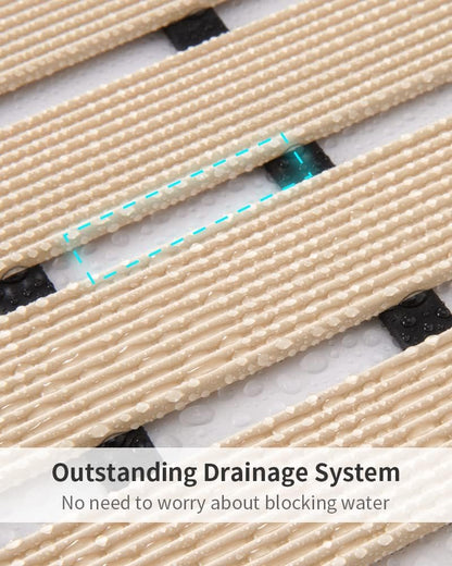 PADOOR Shower-Mat Non Slip, Heavy Duty Bathtub-Mat Curlable Quick Drain Sturdy Bath Tub Mat Without Suction Cups for Indoor Outdoor Use 17x26 Inch Beige