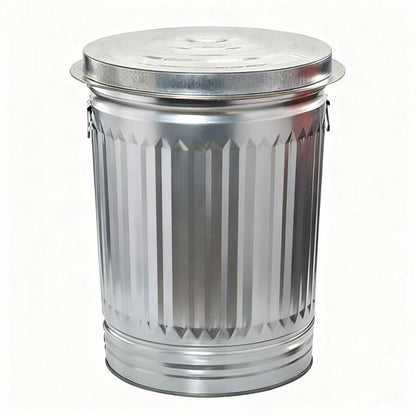 31 Gallon Metal Trash Can with Lid, Durable Silver Garbage Can-Easy to Clean,Suitable for Outdoor, Kitchen, Office