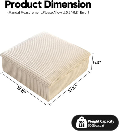 Modern Down Filled Sigle Middle Seat, Cloud Modular Sectional Sofa, Contemporary American Wide Deep Seat Couches for Living Room Apartment and Bedroom,No Assembly Required,White