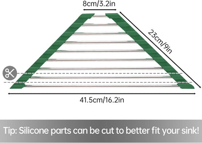 Tomorotec Triangle Roll-Up Dish Drying Rack for Sink Corner Small Foldable Stainless Steel Over The Sink Multipurpose Kitchen Drainer Caddy Organizer Storage Shelf Holder (Olive Green)