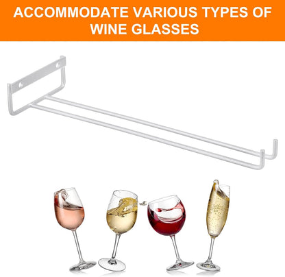 uxcell 5Pcs Wine Glass Rack, 11.81 Inch Iron Wine Glasses Rack Under Cabinet Stemware Rack - Wall Mountable Wine Glass Holder Storage Hanger for Bars Coffee Restaurants Kitchens, Silver