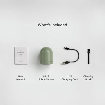 Steamery Fabric Shaver Pilo 2, Removes Lint and Pilling from Clothes and Textiles, Rechargeable Lint Remover with USB, Green