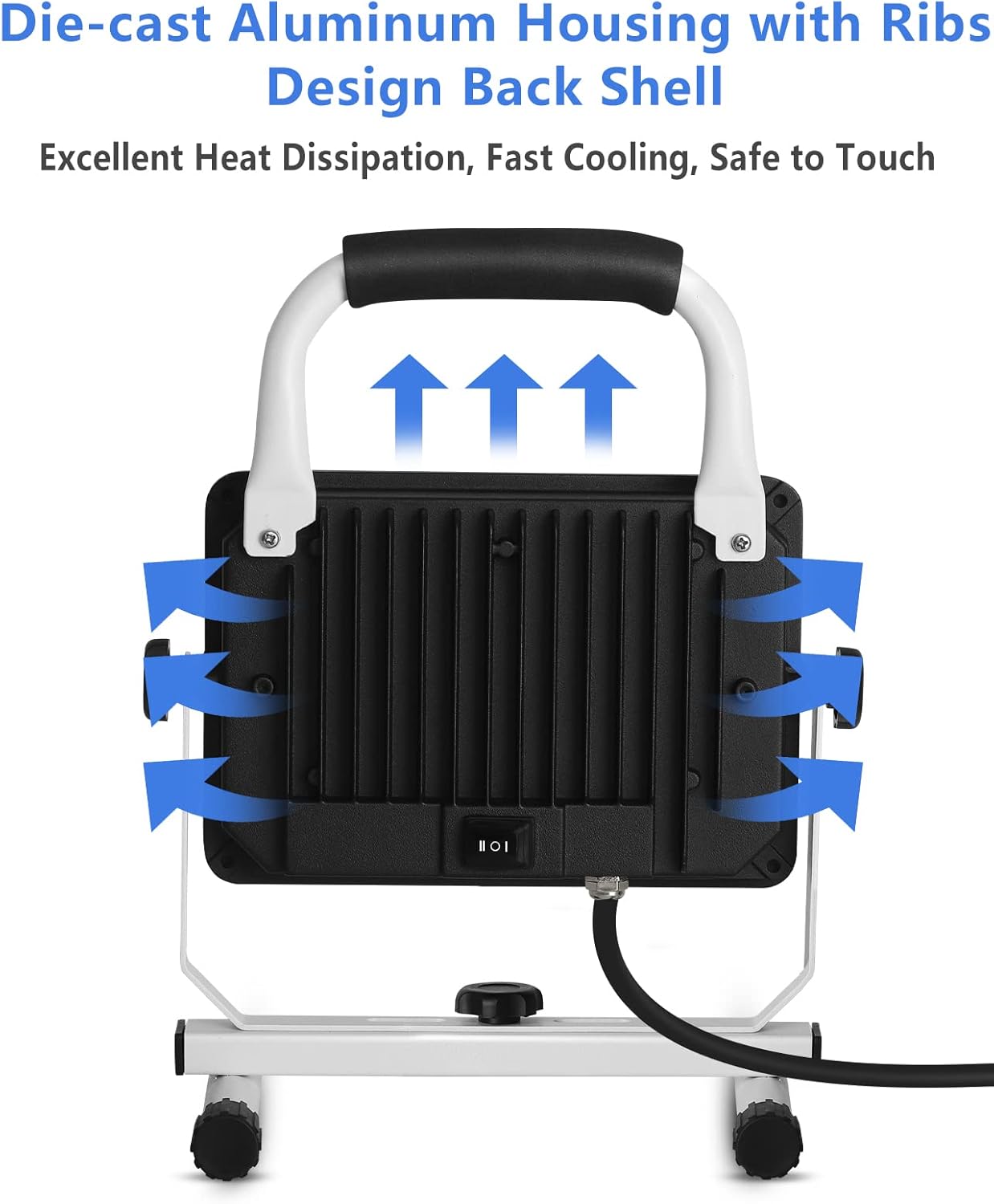 UFOND 6000 Lumen LED Work Light with Stand,60W Waterproof Flood Light, Brightness Switch Adjustable,Super Bright Portable Job Site Worklight with Power Cord for Garage Workshop Car,Outdoor Lighting