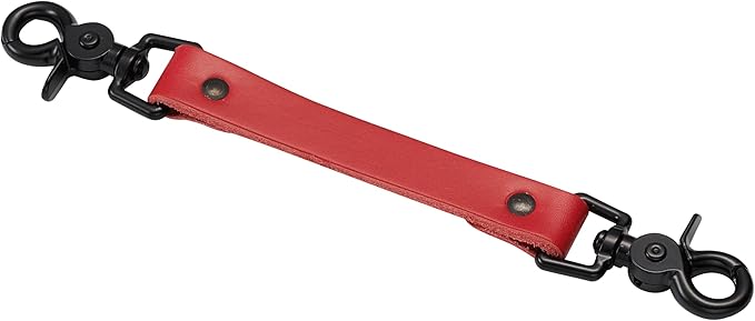 Shield Red Leather Firefighter Bundle - Anti-Sway Radio Strap/Belt Holder with Black Rivets