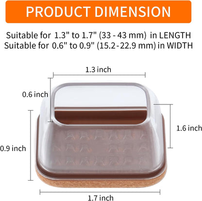 Ezprotekt 8 Pcs Rectangle Clear Silicone Chair Leg Floor Protectors, Rectangle Felt Felt Furniture Pads Caps Covers for Chair Table Desk, Anti- Scratches and No Noise (Fit L :1.3-1.7", W: 0.6-0.9")