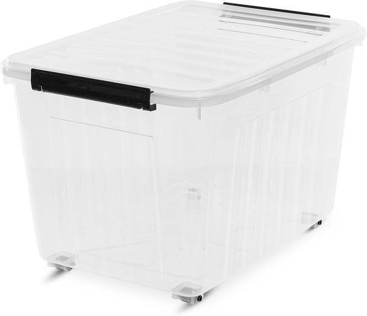 Citylife 82 QT Clear Plastic Storage Bins with Lids Stackable and Nestable Storage Boxes with Lids large plastic storage bins for Garage, Closet, Kitchen