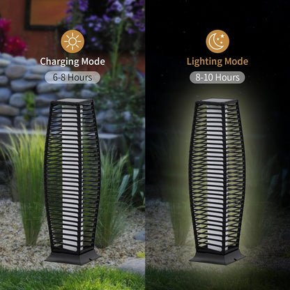 Outdoor Floor Lamp Weather-Resistant Outdoor Wicker Light Solar Powered Lantern Deck Lights for Patio Yard Garden
