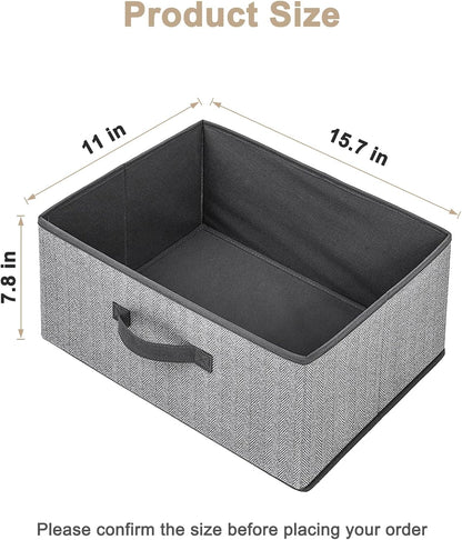 Storage Baskets, 15.7 Inch Woven Fabric Bins, Storage Cubes with Reinforced Handles, Organizer Bins for Closet Shelves, Foldable, for Toys, Clothes, Natural Beige (3PCS/Grey-15.7*11*7.8inch)