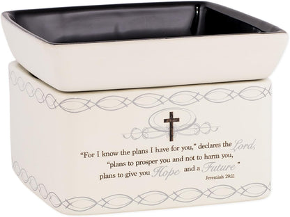 Elanze Designs for I Know The Plans I Have for You Ceramic Stone 2-in-1 Tart Wax Oil Candle Warmer
