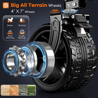 220L Collapsible Wagon Cart Foldable, 460lbs Load Capacity Heavy Duty Folding Beach Wagons with Big All-Terrain Wheels, Utility Carts for Groceries, Shopping, Camping, Sports - Blue