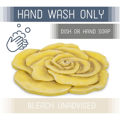 NAT & Jules Rose Flower Shaped Dimensional Indoor Outdoor 12 inch Cast Resin Decorative Garden Stepping Stone, Patio, Walkway Sculpture Yard Art, Yellow