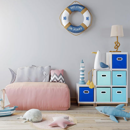 Stero Fabric Storage Cubes Bins, 11 inch Fun Colored Foldable Storage Baskets with Dual Plastic Handle for Home, Kids Room, Closet and Toys Organization, Multi Colored, Set of 6