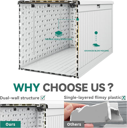 YITAHOME 260 Gallon Double-Wall Deck Box with Divider & Side Handles, Outdoor Large Storage for Patio Furniture Cushions, Garden Pool Accessories, Water Resistant & Lockable