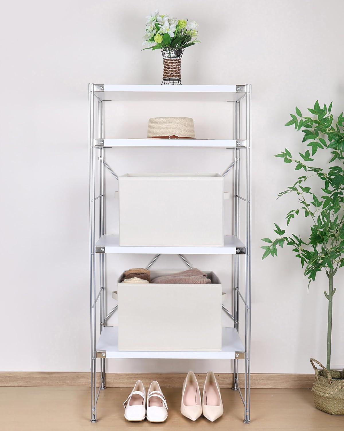 WUIKE 3 Pack Extra Large Fabric Storage Bins, Beige Foldable Closet Organizer Boxes for Clothes, Sheets and Blankets