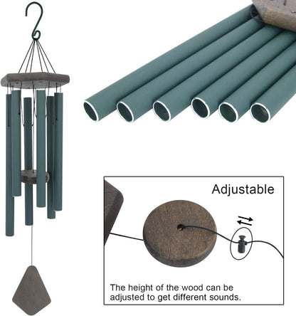 Large Wind Chimes for Outside, 30" Aluminium Wind Chime with Wind Catcher, Outdoor Garden Patio Decoration Windchimes, Classic Zen Gift for Men and Women Green